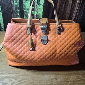 Consuela Orange Quilted Tote Bag